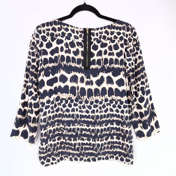 Anthropologie Maeve Silk Blouse Womens Size Small Animal Print 3/4 Sleeve - Picture 9 of 11